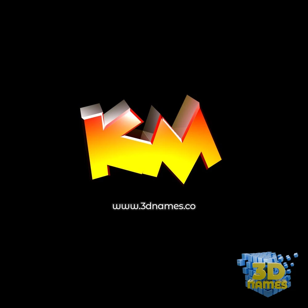 km in Black Background style - 3D name wallpaper