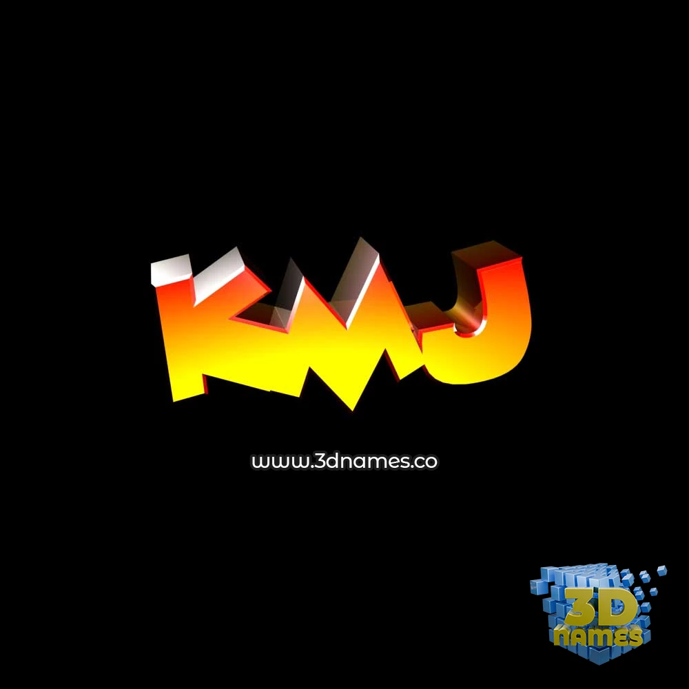 kmj in Black Background style - 3D name wallpaper
