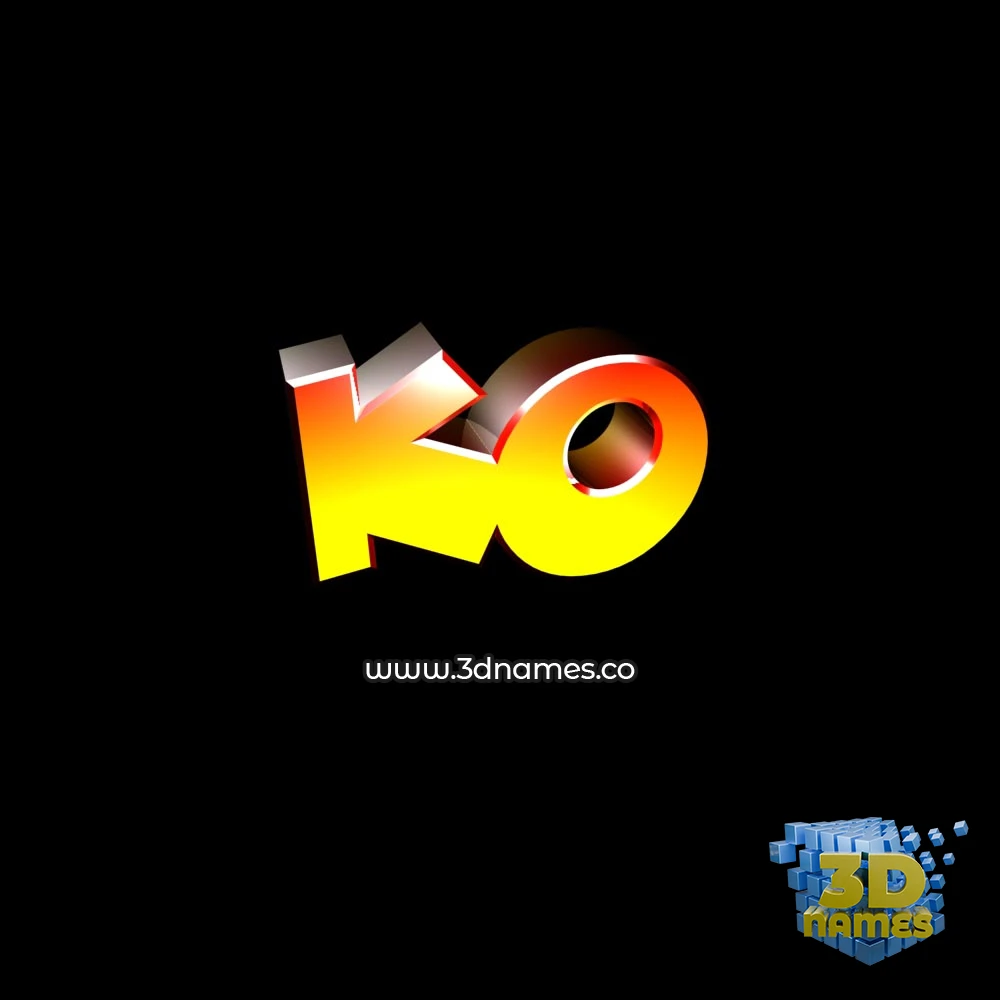 ko in Black Background style - 3D name wallpaper