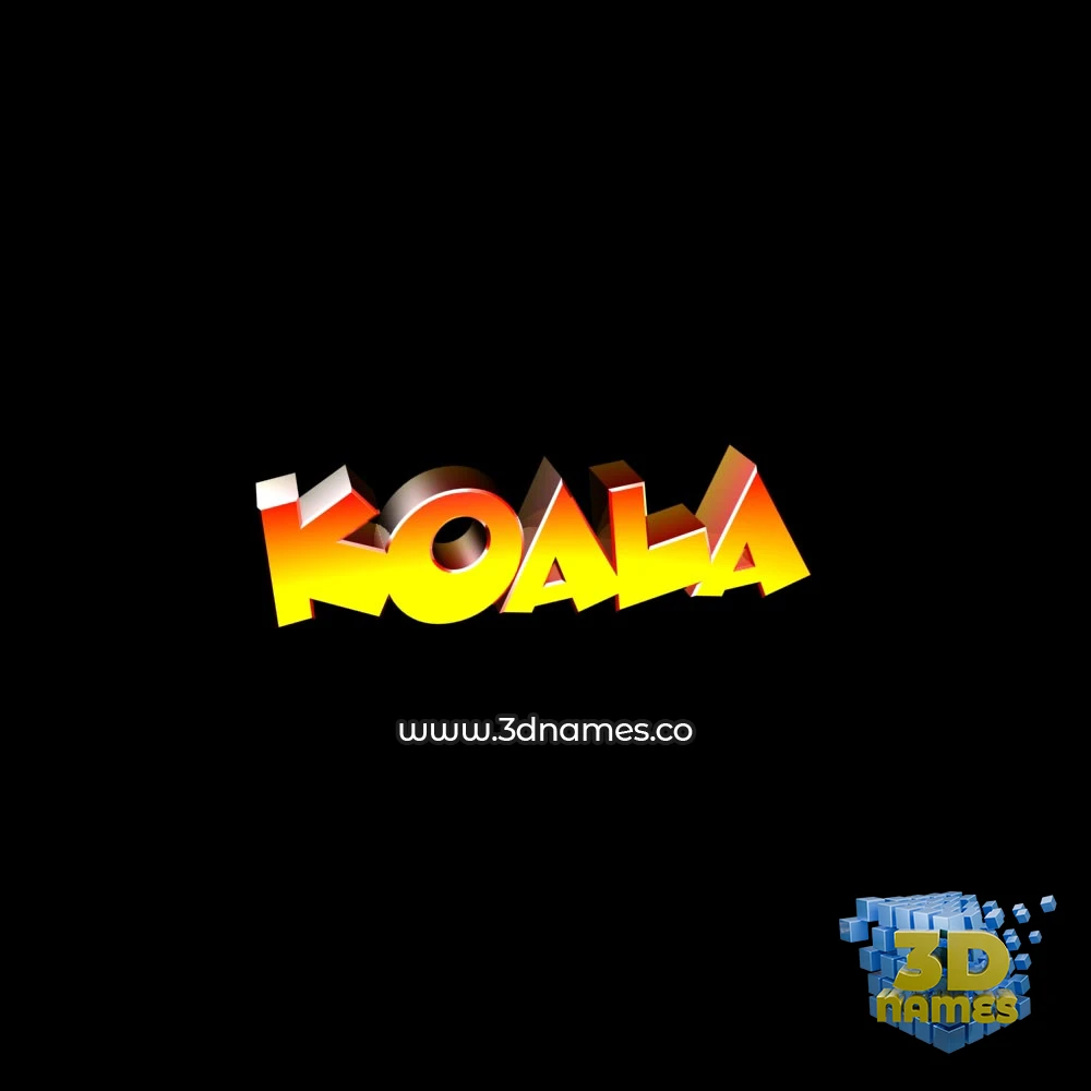koala in Black Background style - 3D name wallpaper