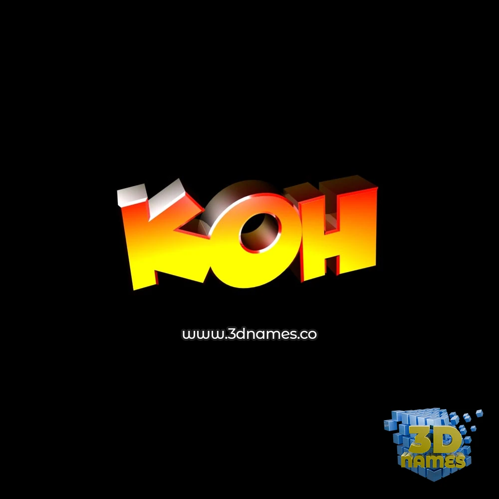 koh in Black Background style - 3D name wallpaper