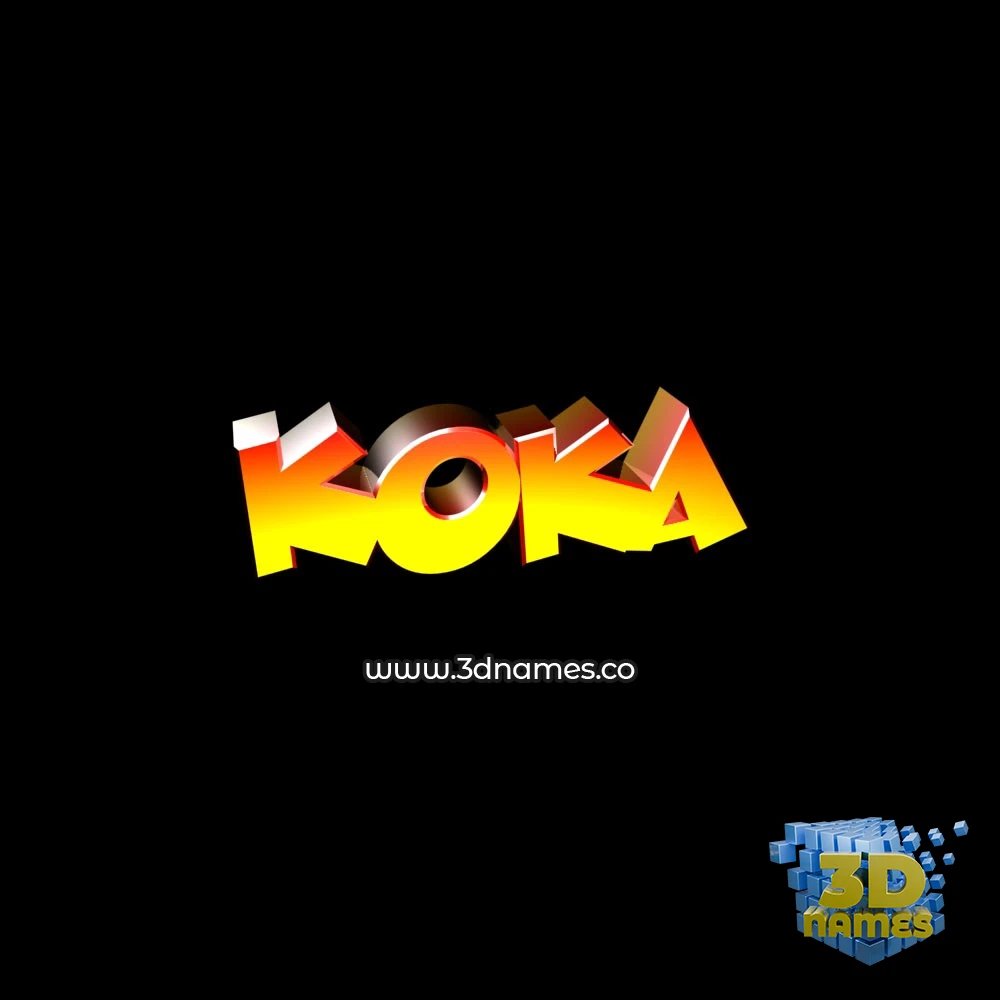 koka in Black Background style - 3D name wallpaper