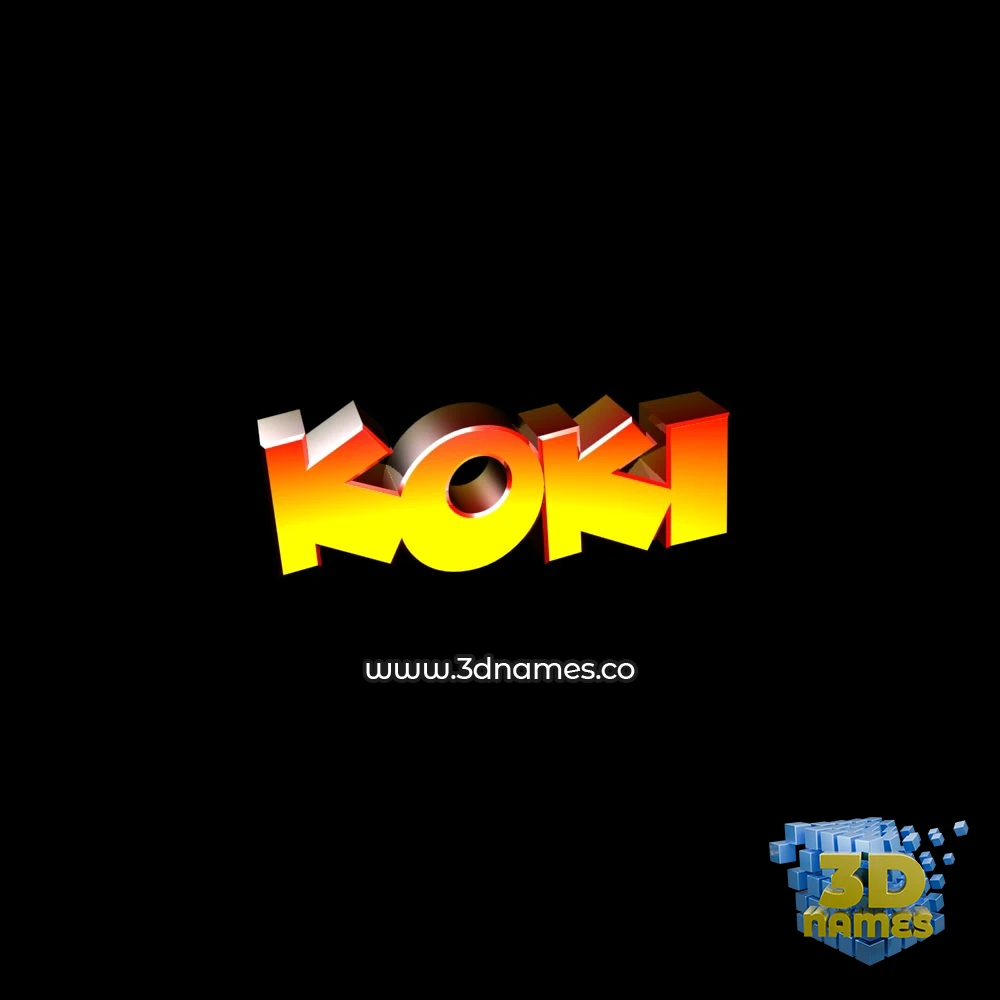 koki in Black Background style - 3D name wallpaper
