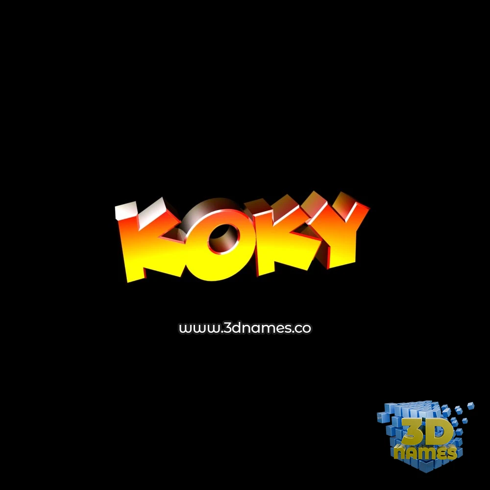 koky in Black Background style - 3D name wallpaper