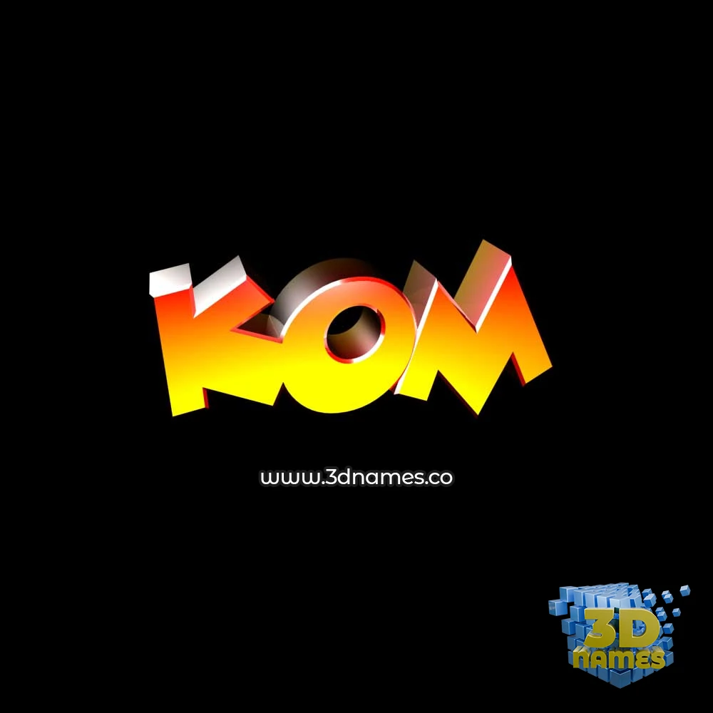 kom in Black Background style - 3D name wallpaper