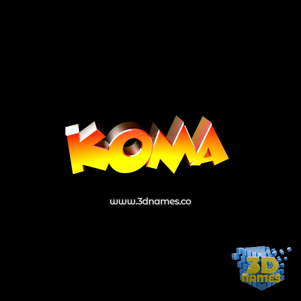 koma in Black Background style - 3D name wallpaper