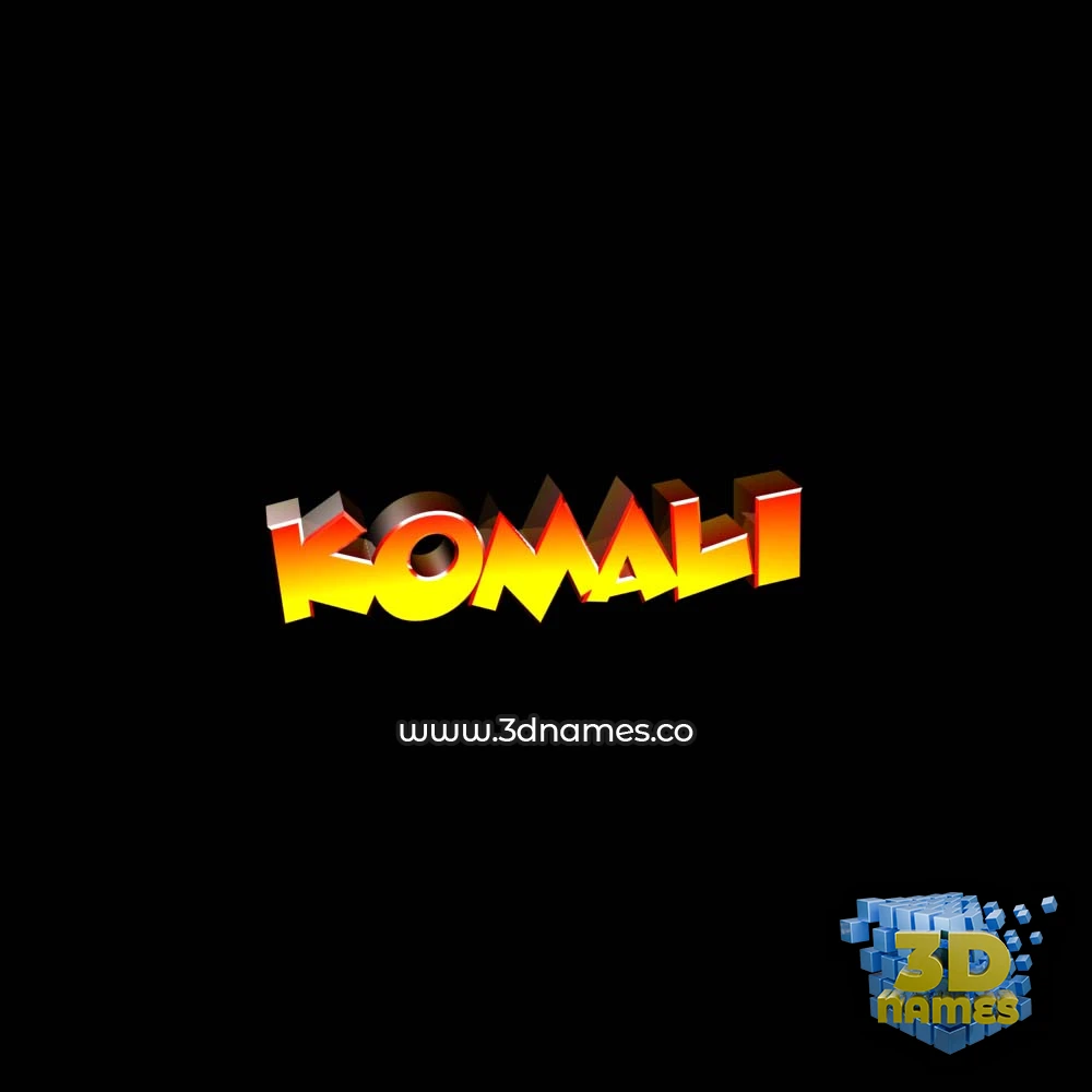 komali in Black Background style - 3D name wallpaper