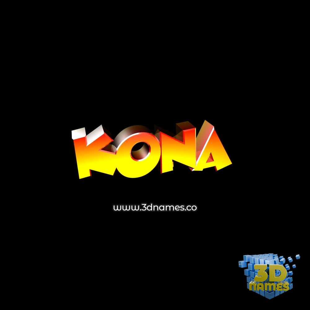 kona in Black Background style - 3D name wallpaper