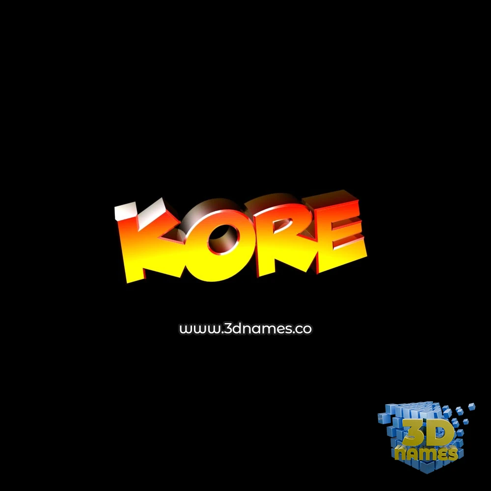 kore in Black Background style - 3D name wallpaper