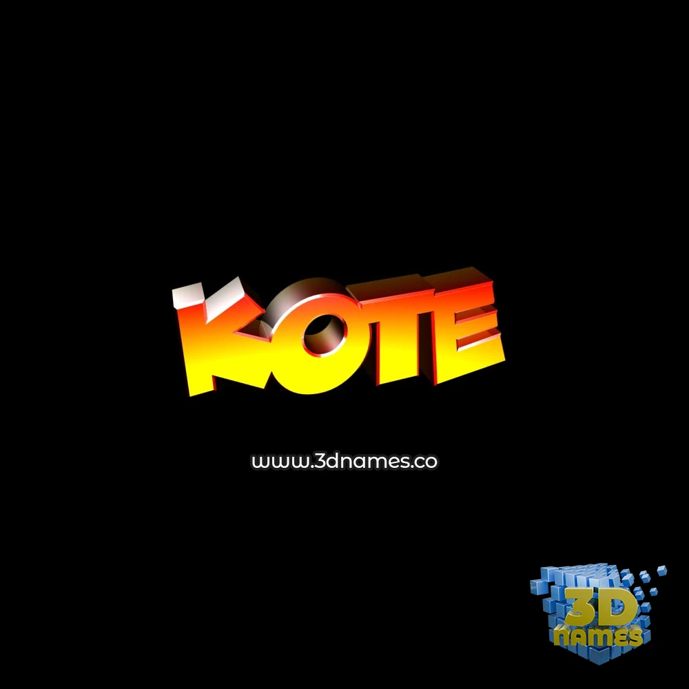 kote in Black Background style - 3D name wallpaper