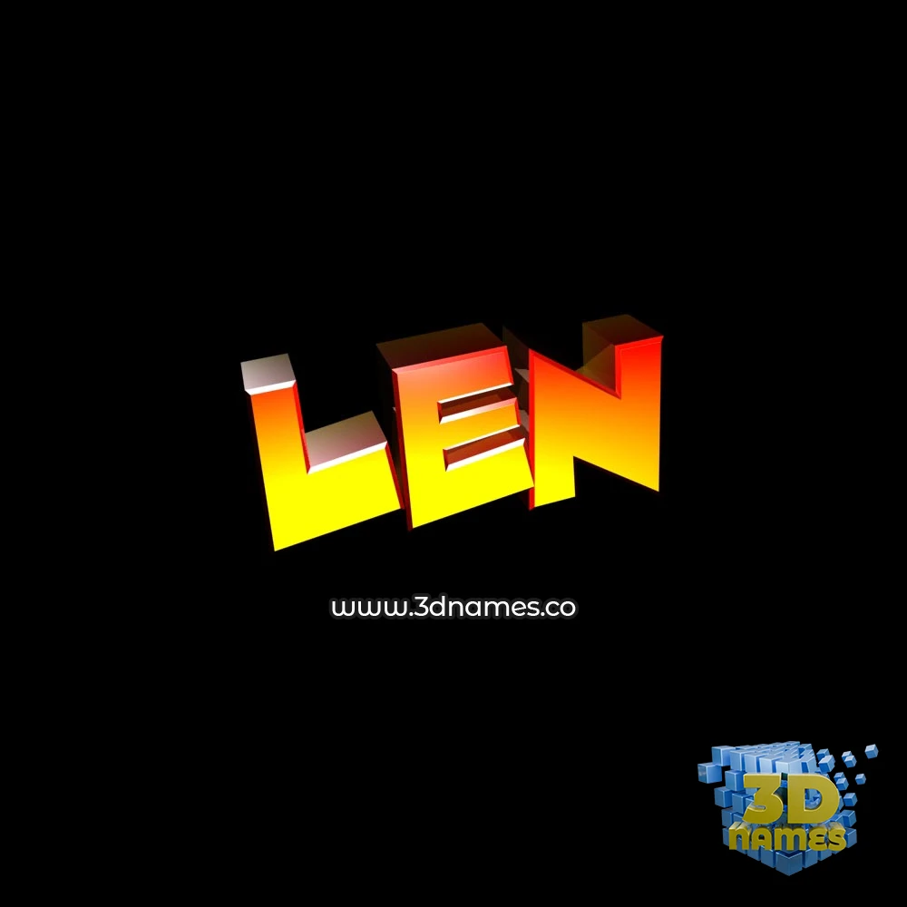 len in Black Background style - 3D name wallpaper