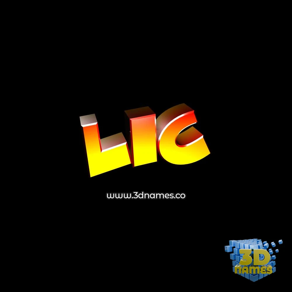 lic in Black Background style - 3D name wallpaper