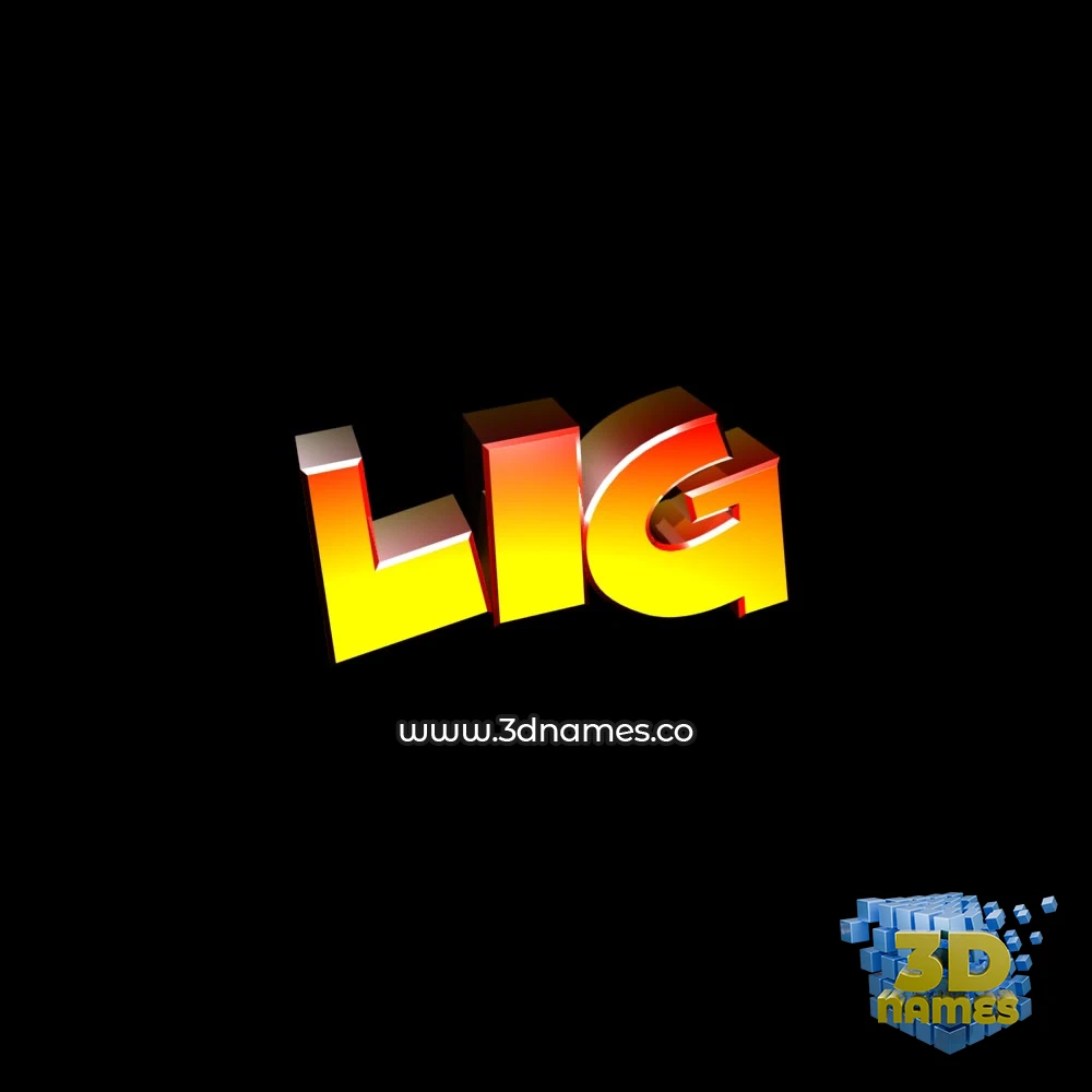 lig in Black Background style - 3D name wallpaper