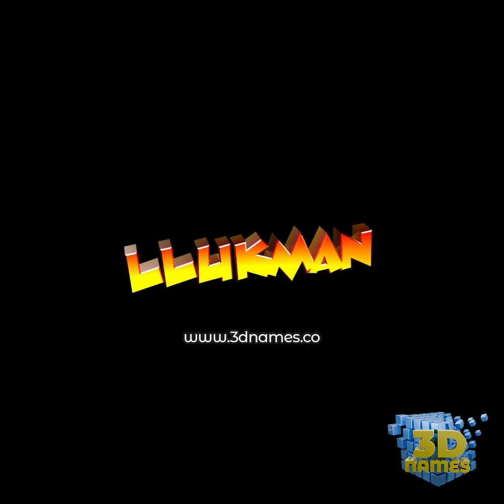 llukman in Black Background style - 3D name wallpaper