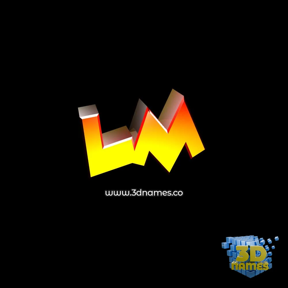lm in Black Background style - 3D name wallpaper