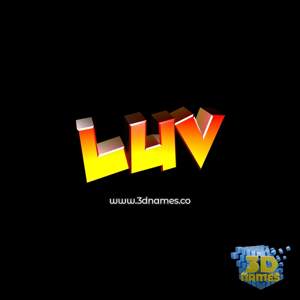 luv in Black Background style - 3D name wallpaper