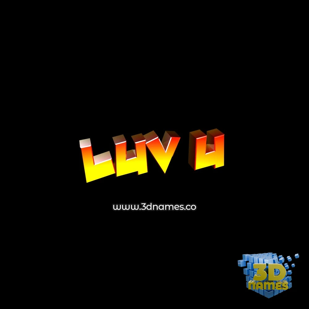 luv u in Black Background style - 3D name wallpaper