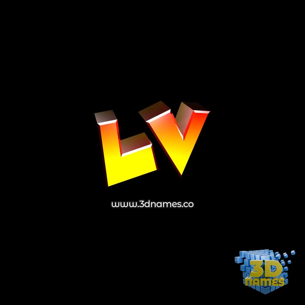 lv in Black Background style - 3D name wallpaper