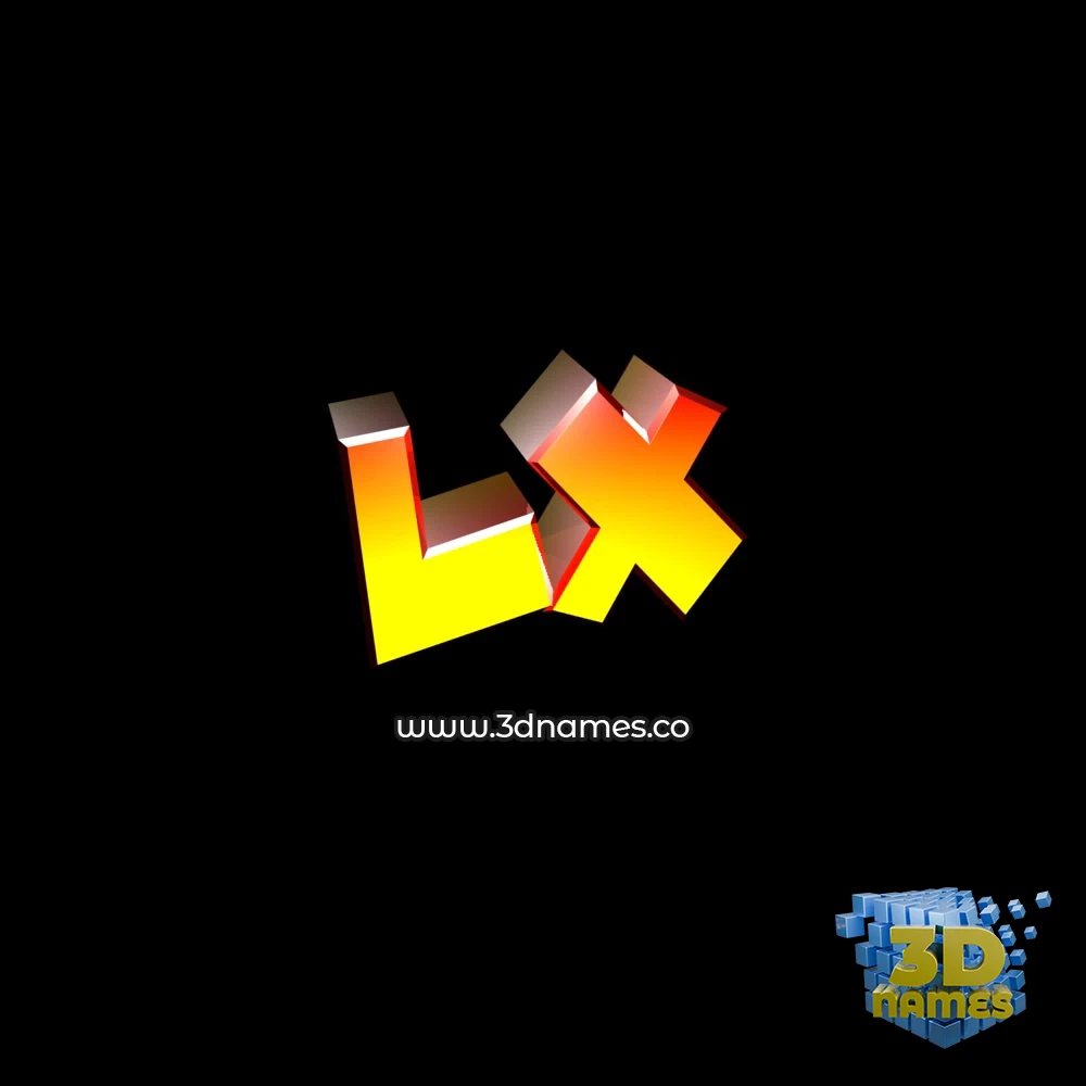 lx in Black Background style - 3D name wallpaper