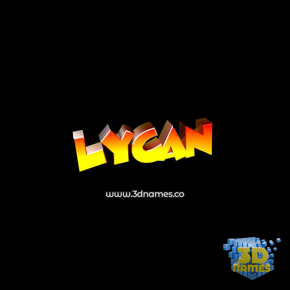 lycan in Black Background style - 3D name wallpaper