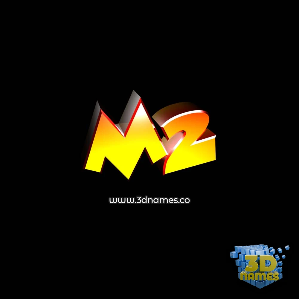 m2 in Black Background style - 3D name wallpaper