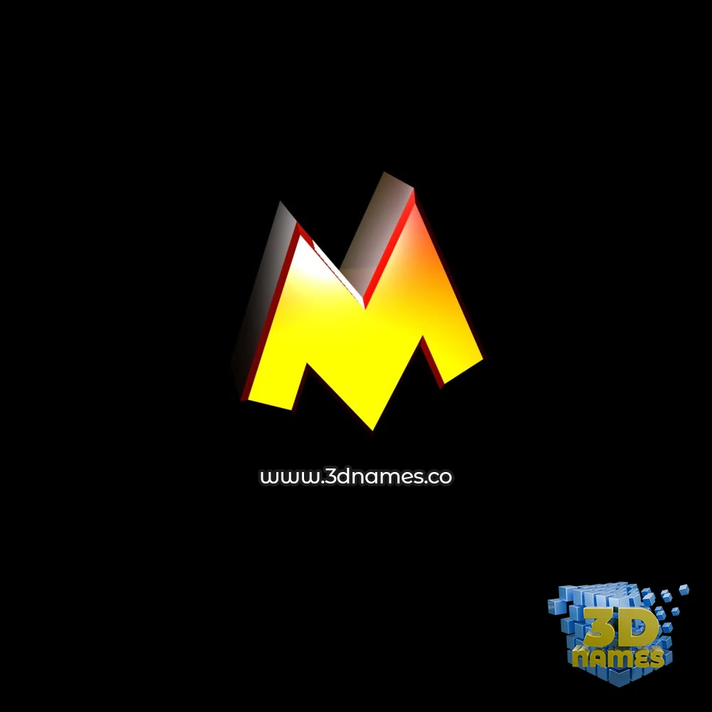 m in Black Background style - 3D name wallpaper