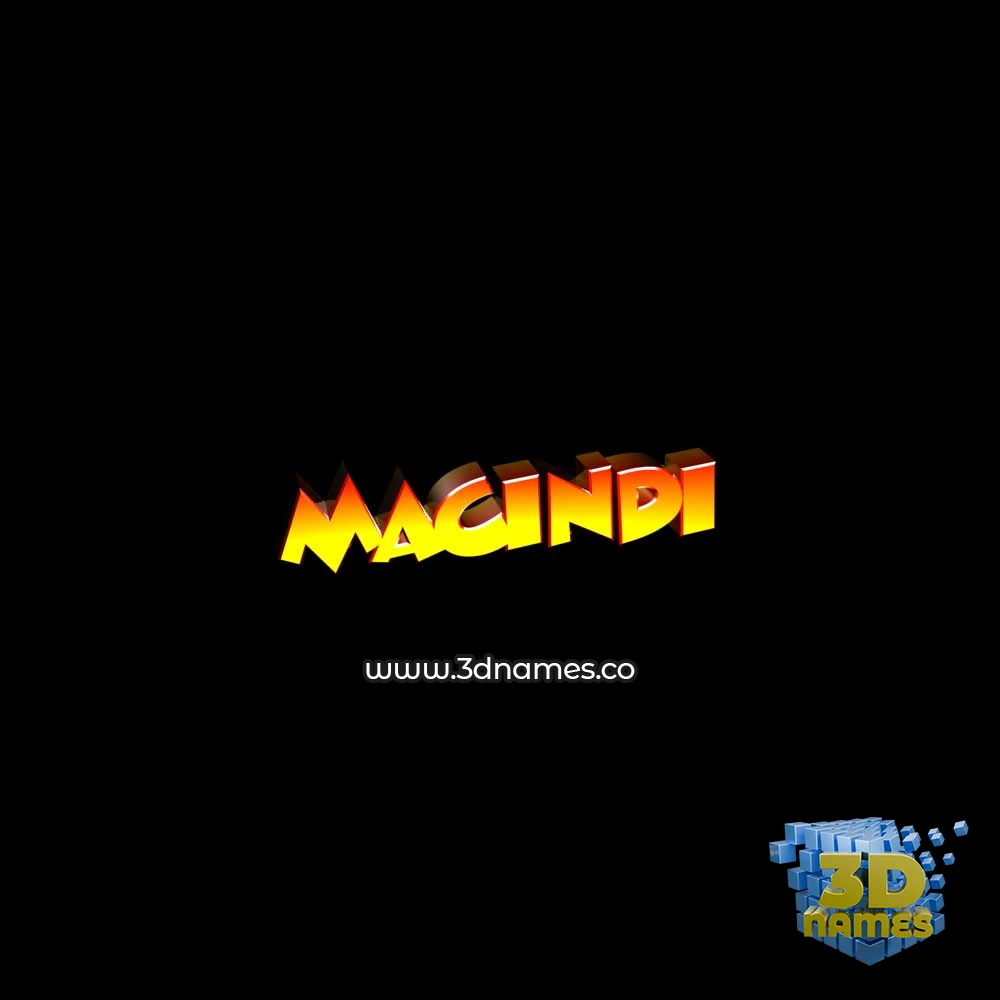 macindi in Black Background style - 3D name wallpaper