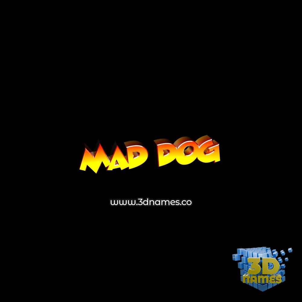 mad dog in Black Background style - 3D name wallpaper