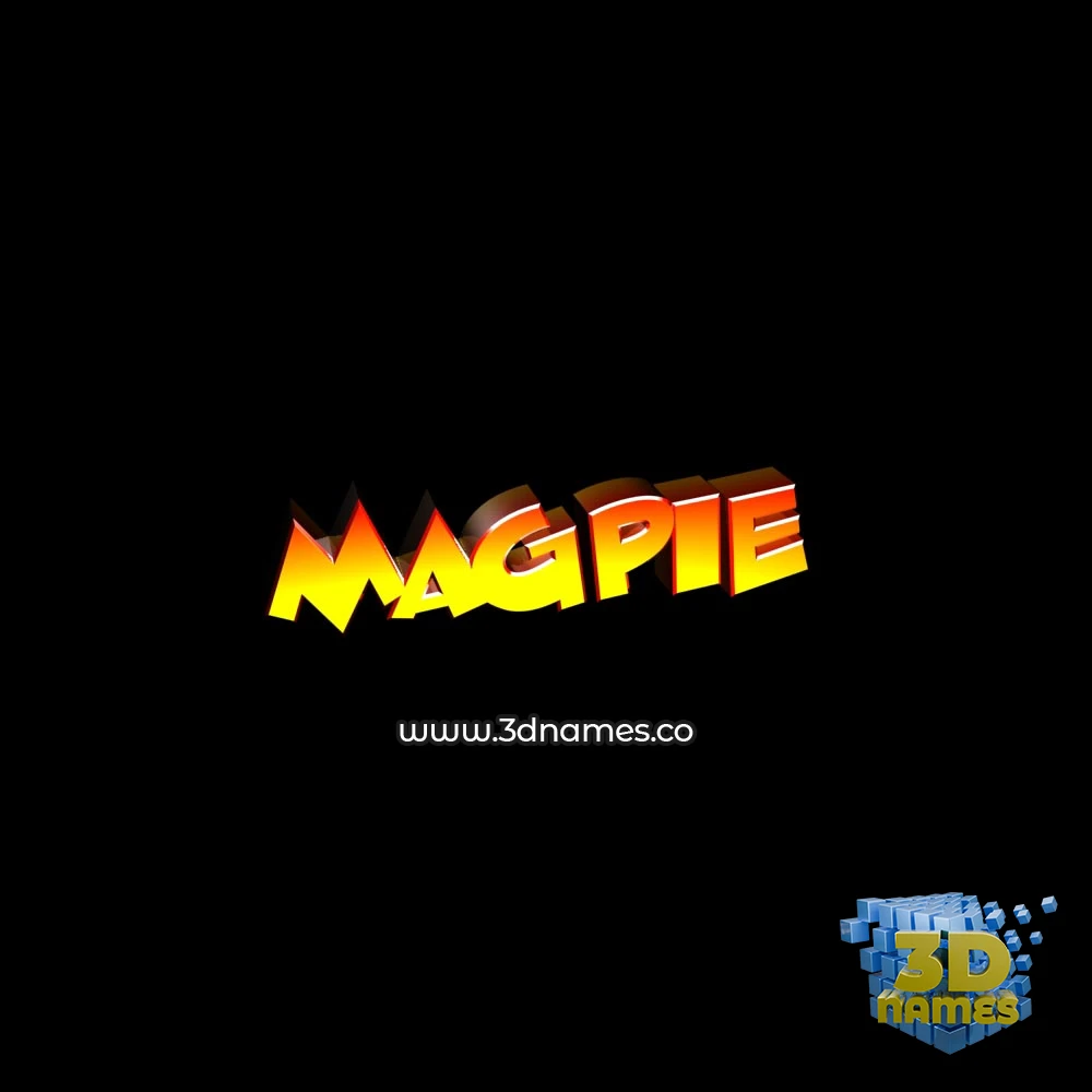 magpie in Black Background style - 3D name wallpaper