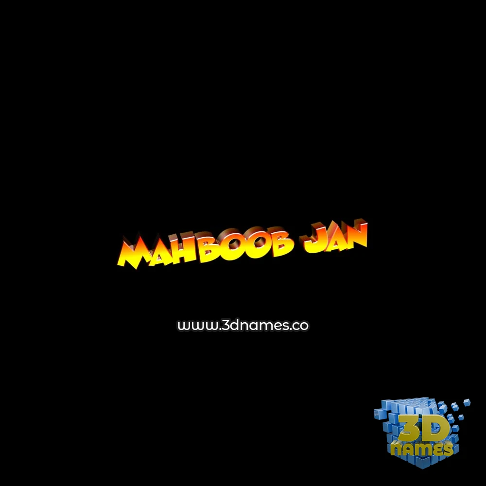 mahboob jan in Black Background style - 3D name wallpaper