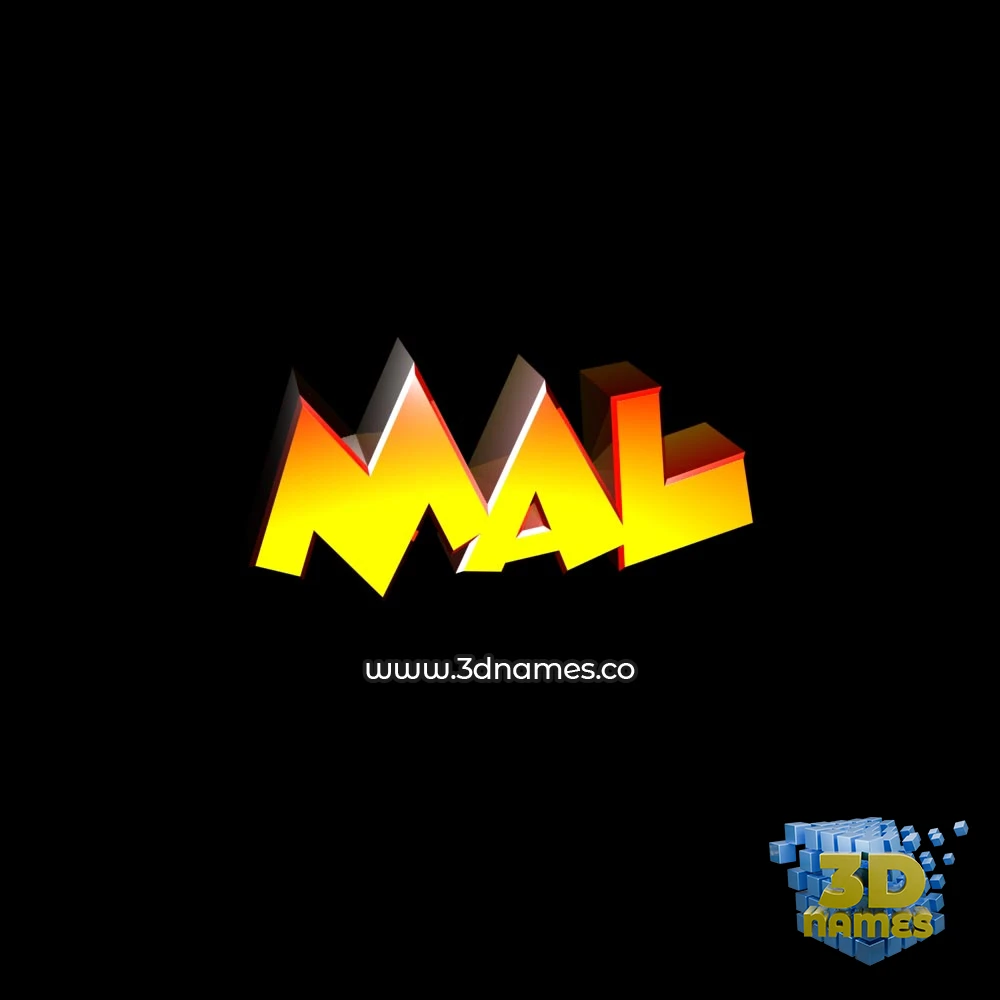 mal in Black Background style - 3D name wallpaper