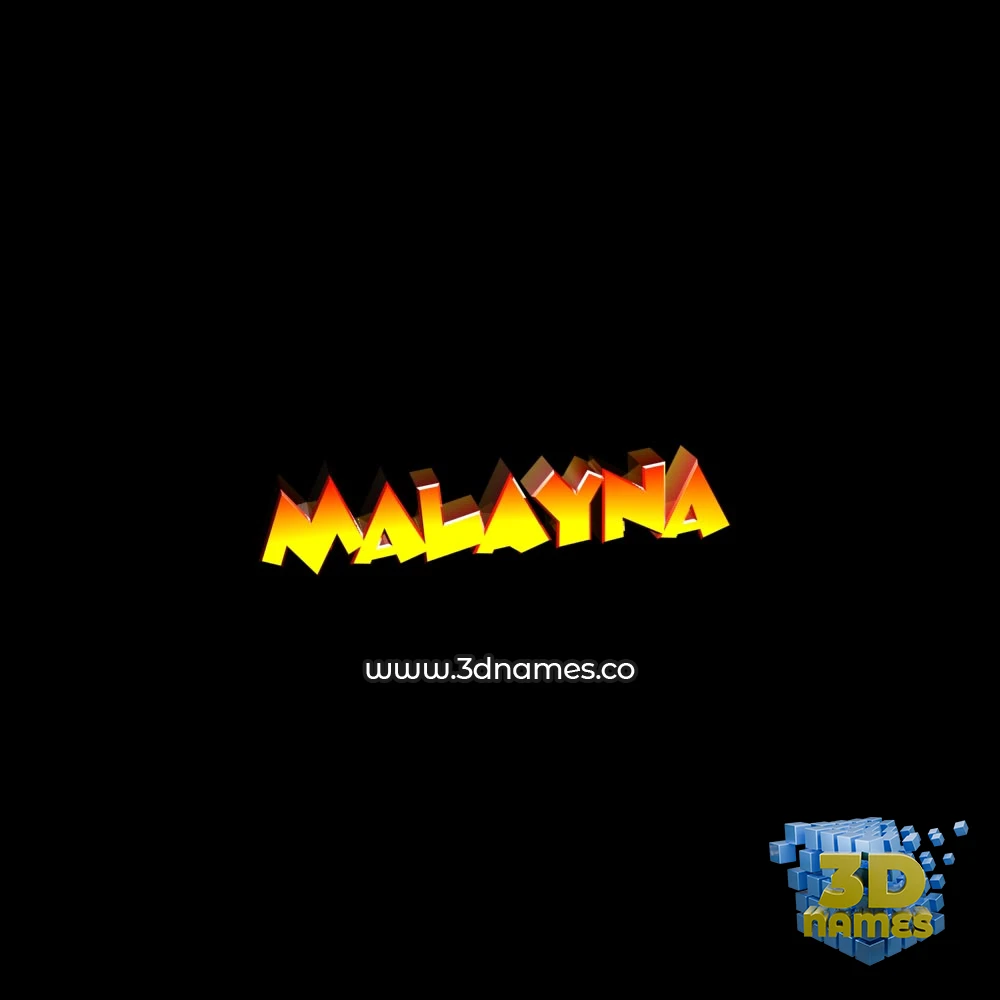 malayna in Black Background style - 3D name wallpaper