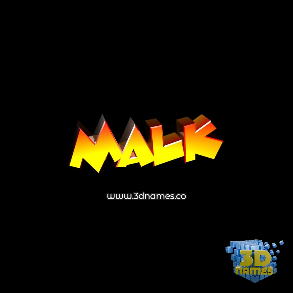 malk in Black Background style - 3D name wallpaper