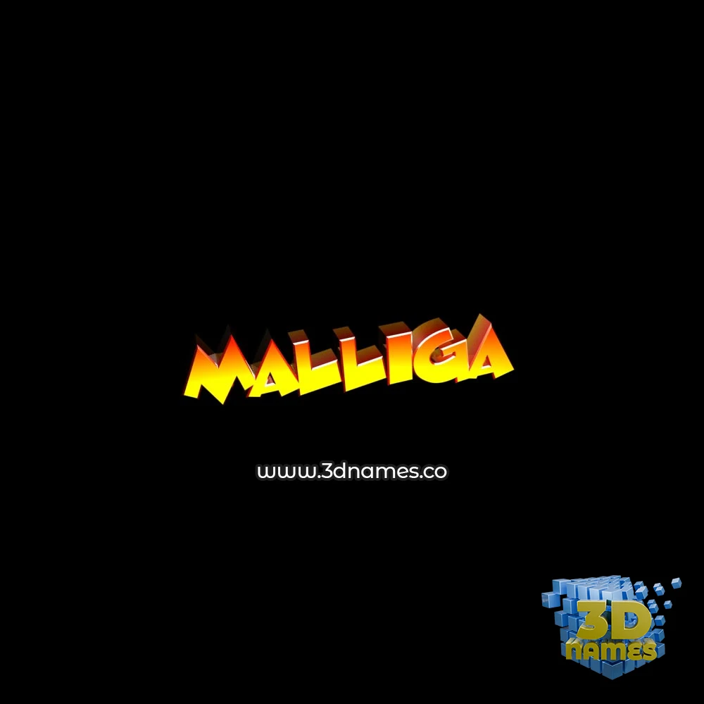 malliga in Black Background style - 3D name wallpaper