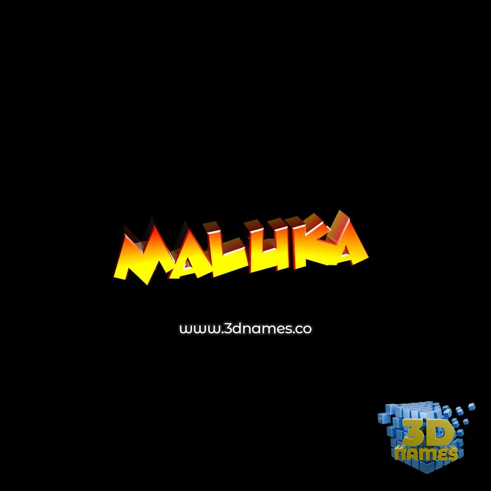 maluka in Black Background style - 3D name wallpaper