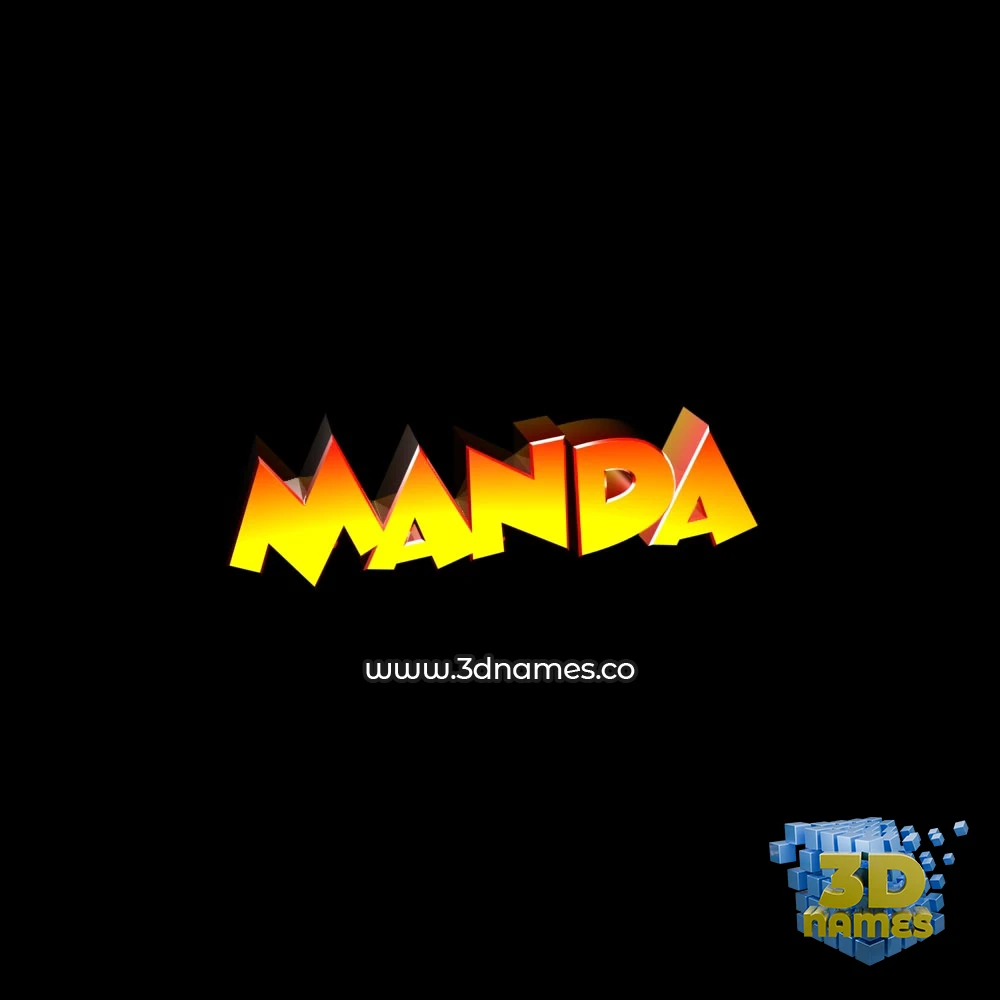 manda in Black Background style - 3D name wallpaper
