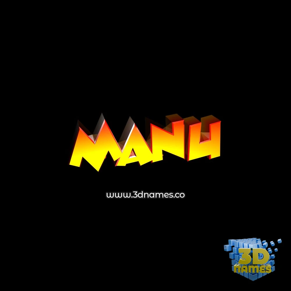 manu in Black Background style - 3D name wallpaper