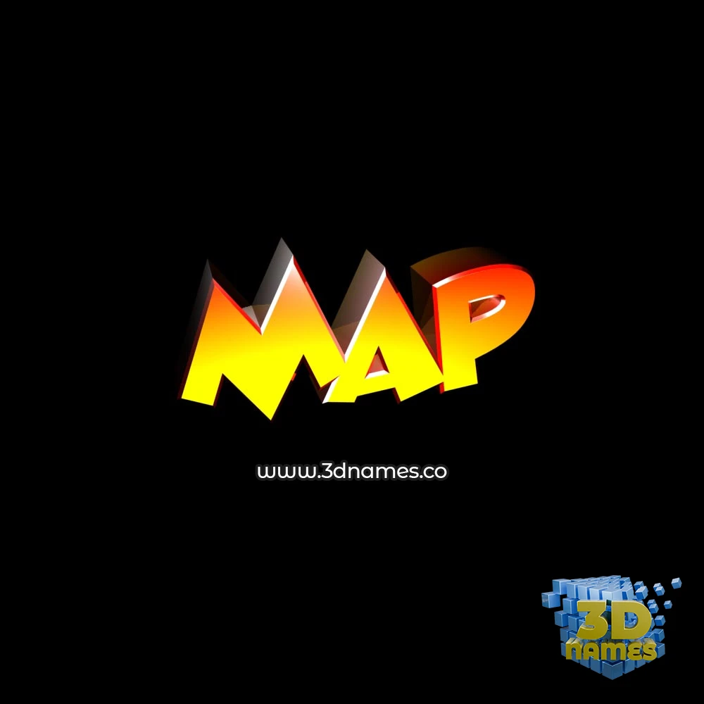 map in Black Background style - 3D name wallpaper