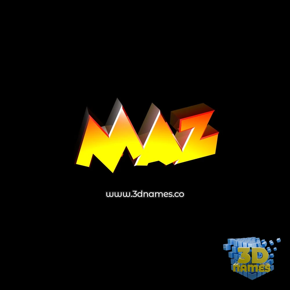maz in Black Background style - 3D name wallpaper