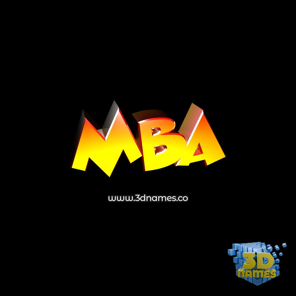 mba in Black Background style - 3D name wallpaper