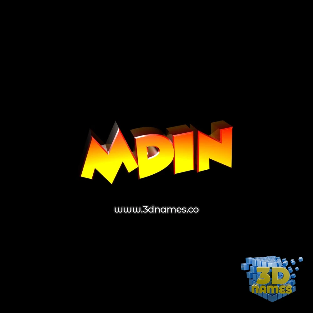 mdin in Black Background style - 3D name wallpaper