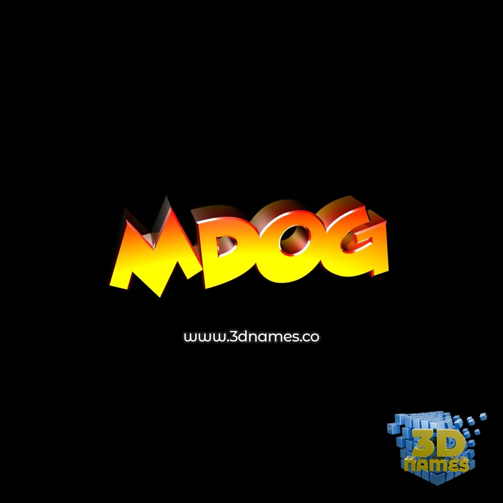 mdog in Black Background style - 3D name wallpaper