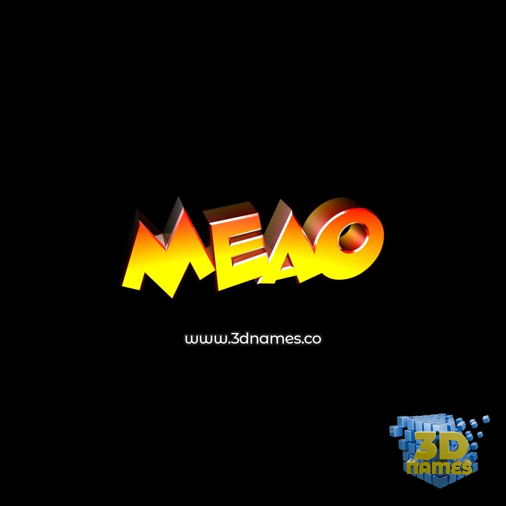 meao in Black Background style - 3D name wallpaper