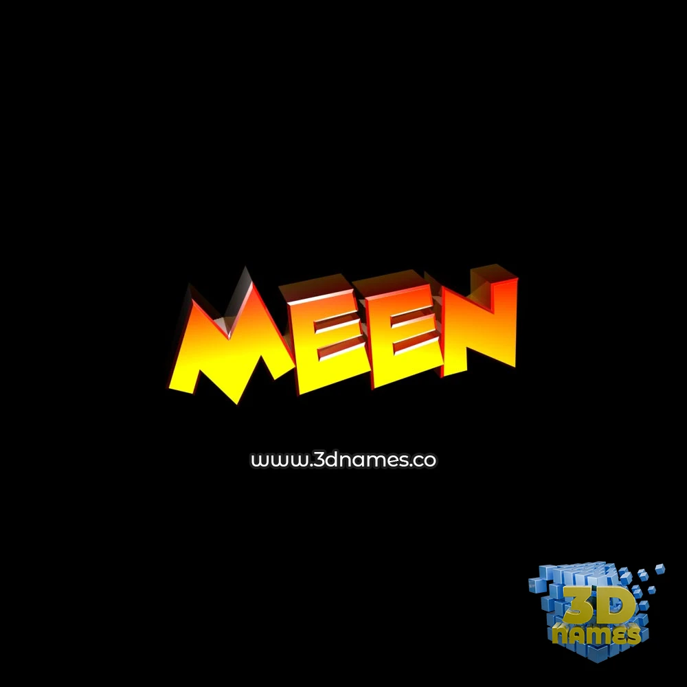 meen in Black Background style - 3D name wallpaper