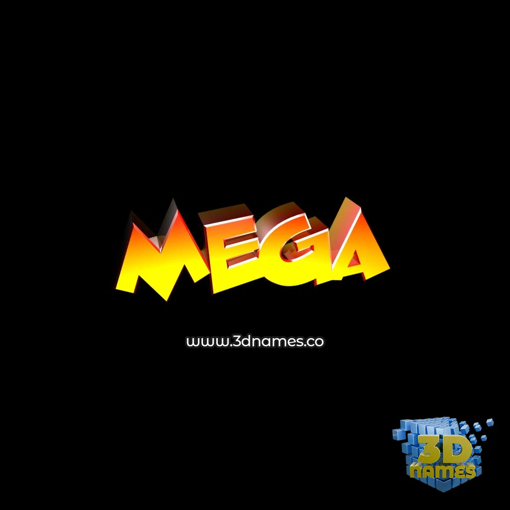 mega in Black Background style - 3D name wallpaper