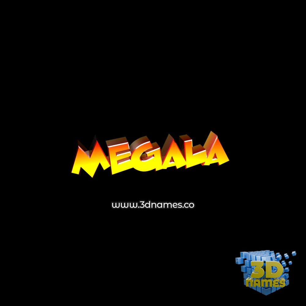 megala in Black Background style - 3D name wallpaper