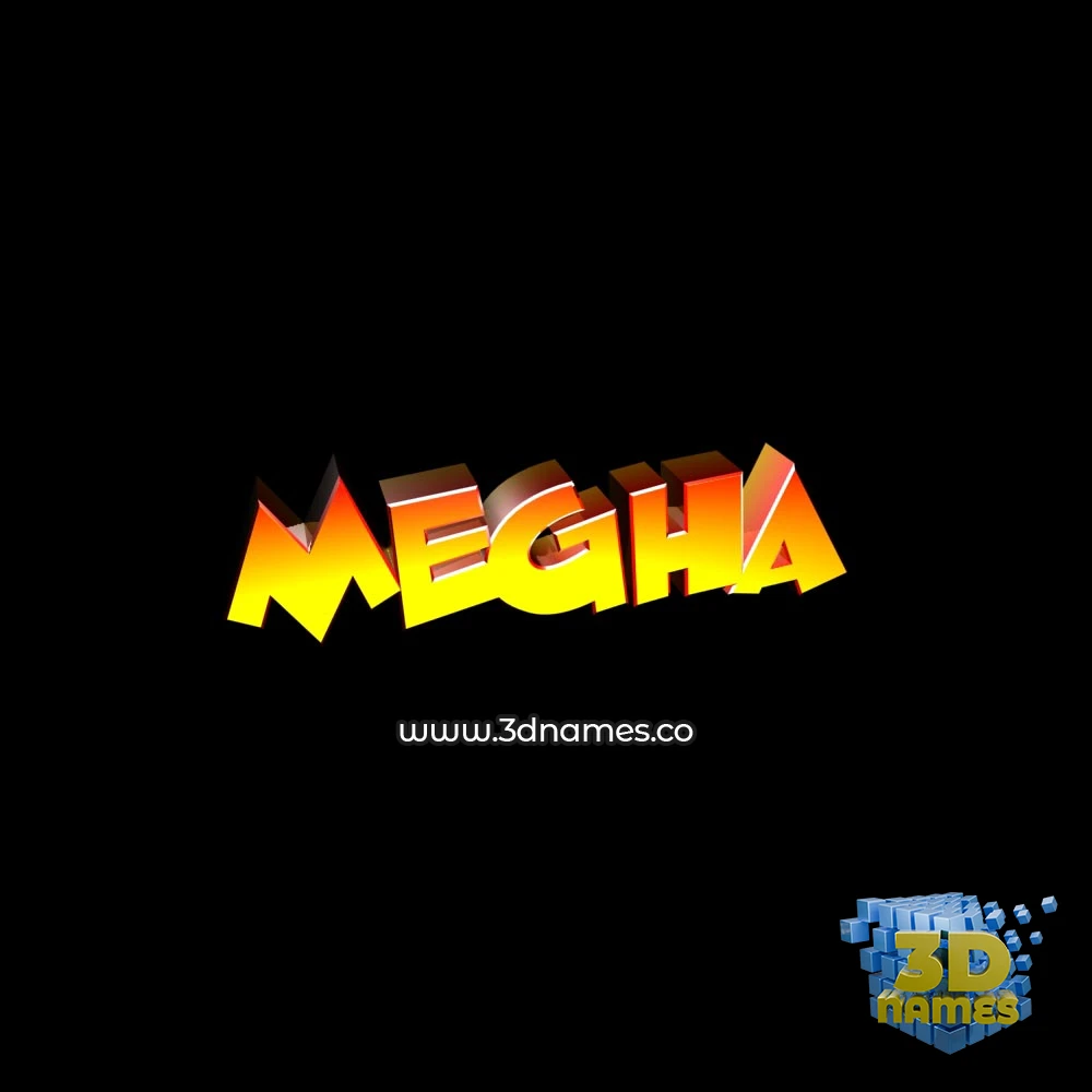 megha in Black Background style - 3D name wallpaper
