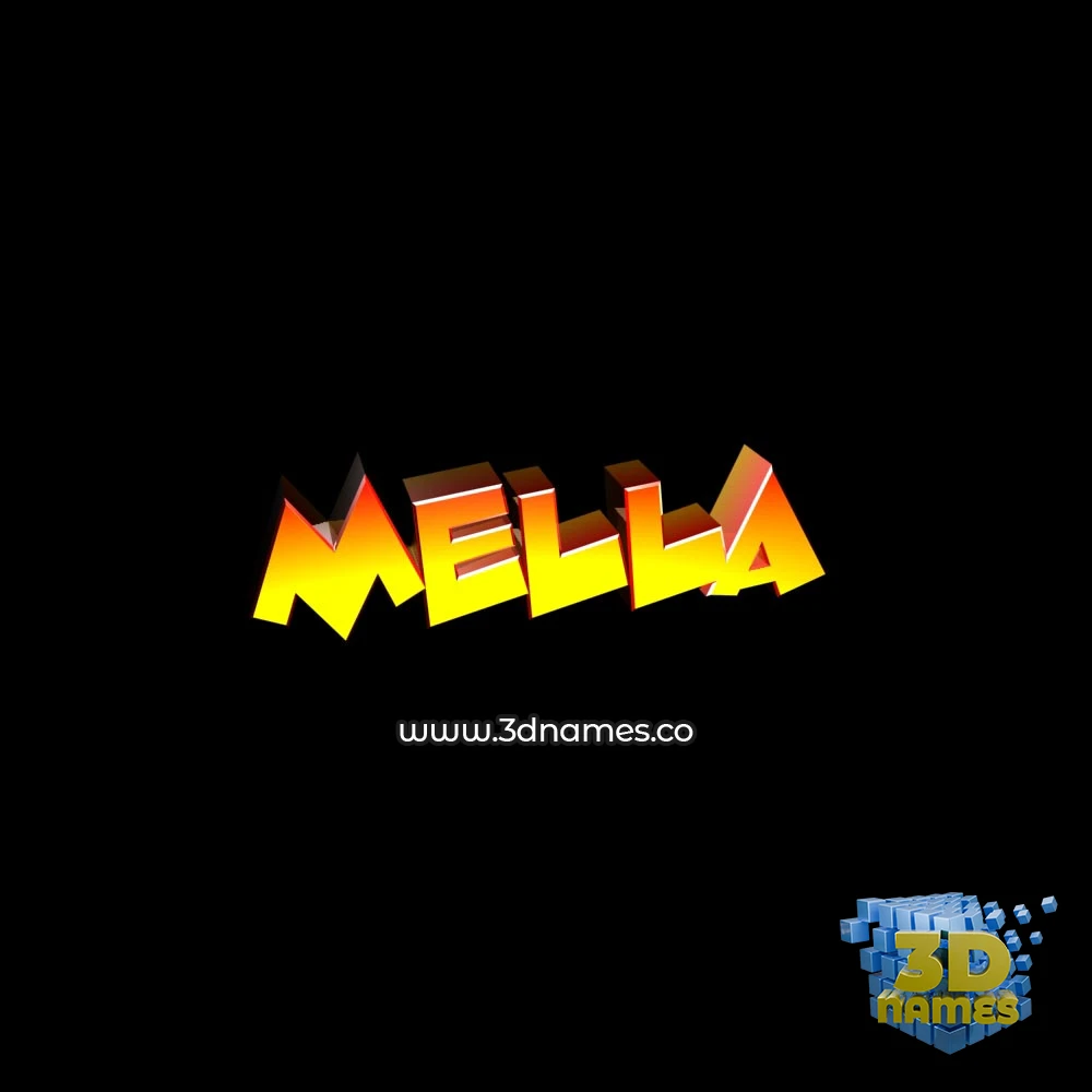 mella in Black Background style - 3D name wallpaper