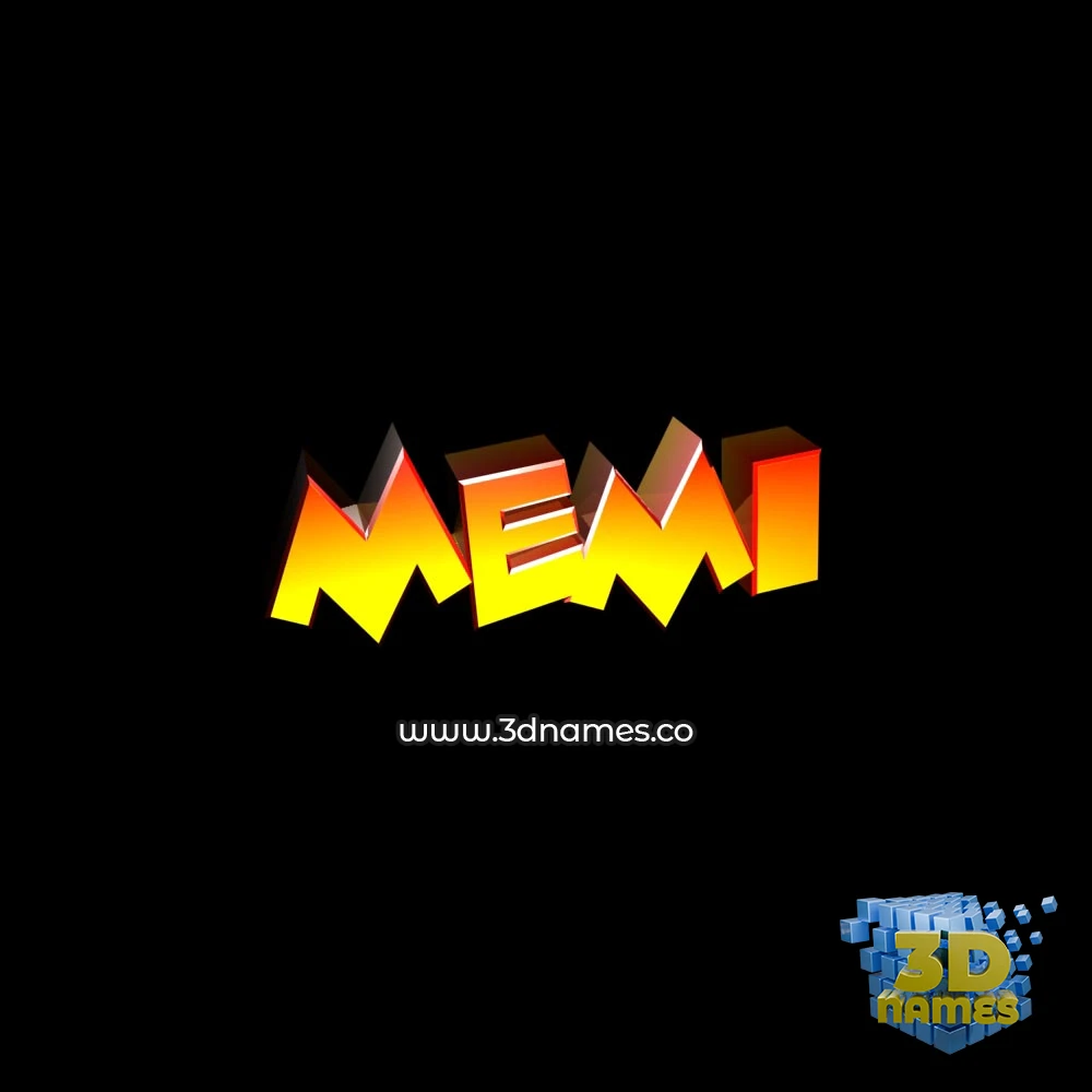 memi in Black Background style - 3D name wallpaper