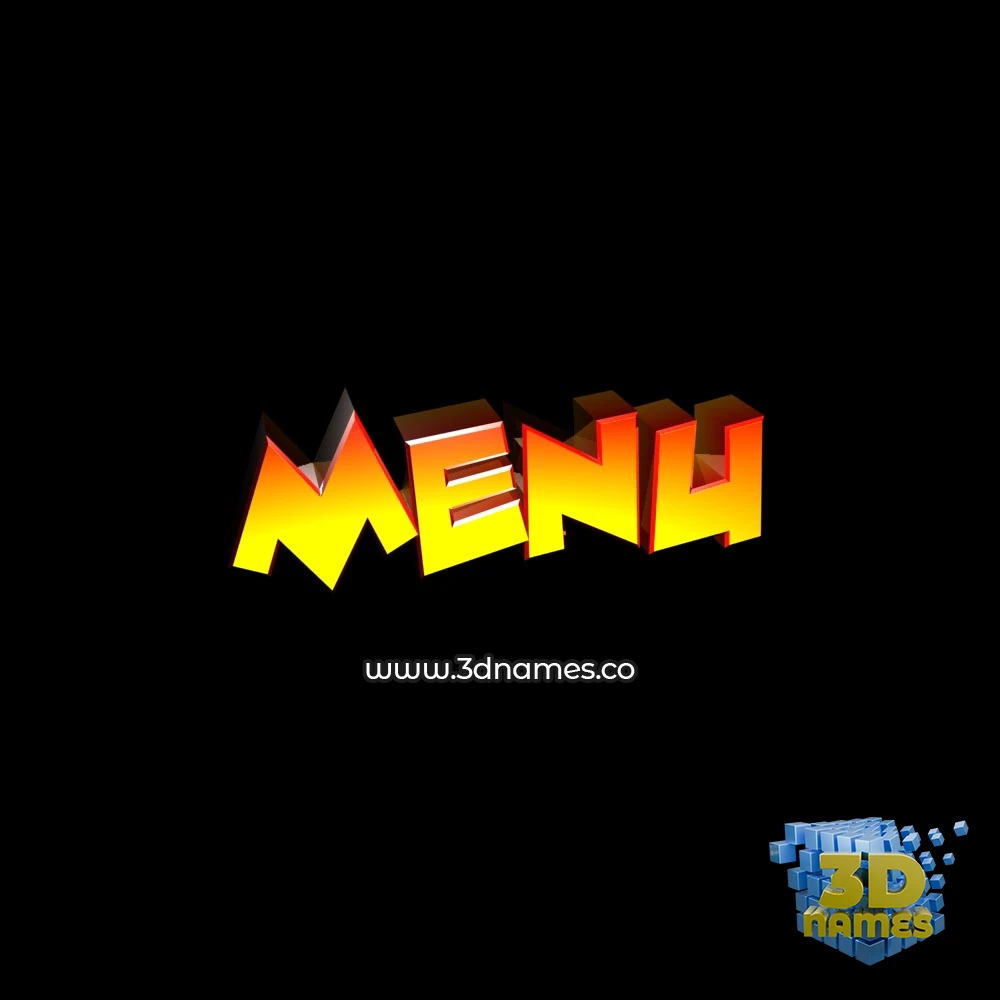 menu in Black Background style - 3D name wallpaper